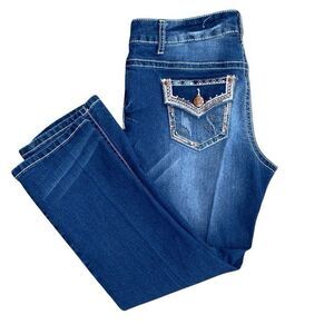 EST 1946 Denim Low Rise Crop Jeans Women’s 8 Whiskered Embellished Pocket 31x24